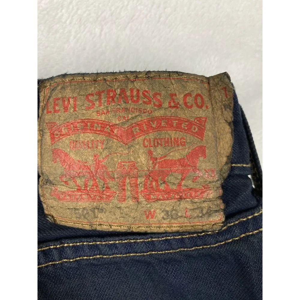 Levi's 501 Button Fly‎ Denim Jeans Mens Blue Dark Wash 36x34 (35x33 Measured)